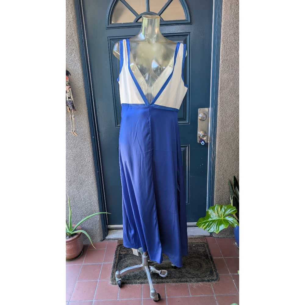 Blue and White Sleeveless Dress